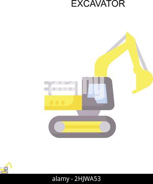 Icona vettore semplice escavatore. Modello di disegno del simbolo di illustrazione per l'elemento dell'interfaccia utente mobile Web. Illustrazione Vettoriale