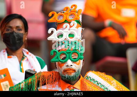Douala, Camerun, 16 gennaio 2022: !! Durante Sierra Leone vs Costa d Avorio- Africa Cup of Nations allo stadio Japoma. Prezzo Kim/CSM. Foto Stock