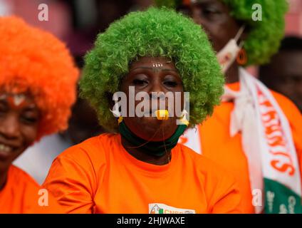 Douala, Camerun, 16 gennaio 2022: !! Durante Sierra Leone vs Costa d Avorio- Africa Cup of Nations allo stadio Japoma. Prezzo Kim/CSM. Foto Stock