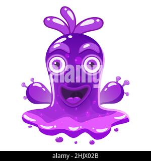 Slime Monster viola colorato glitter carattere. Alieno liquido divertente e sottile. Illustrazione vettoriale Illustrazione Vettoriale