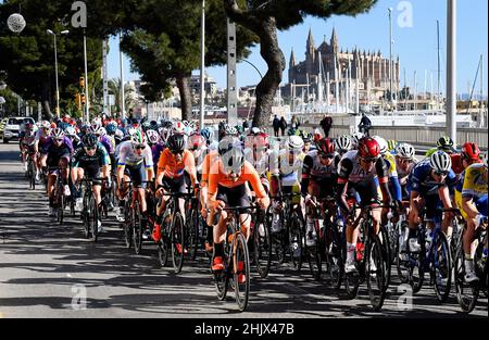 Ciclisti professionisti di tutto il mondo durante il Challenge Mallorca Vuelta Ciclista, girando per Mallorca nell'edizione 2022. Foto Stock