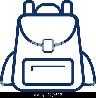 Icona zaino su sfondo bianco, borsa scolastica, illustrazione vettoriale Illustrazione Vettoriale