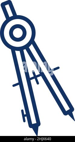 Icona bussola su sfondo bianco, simbolo divisore, illustrazione vettoriale Illustrazione Vettoriale
