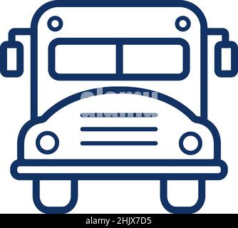 Icona del bus scolastico su sfondo bianco, illustrazione vettoriale Illustrazione Vettoriale