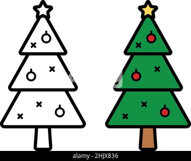 Icona albero di Natale su sfondo bianco, illustrazione vettoriale Illustrazione Vettoriale
