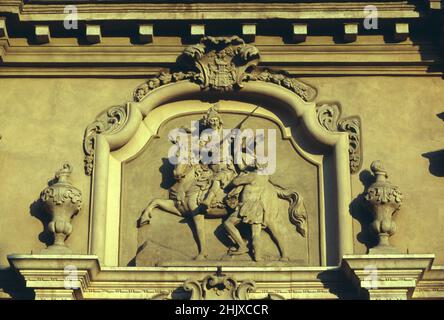 Italia, Lombardia, Treviglio, Basilica di San Martino e Chiesa di Santa Maria Assunta, facciata particolare Foto Stock