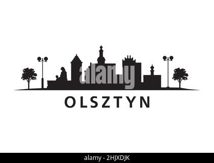 Olsztyn Skyline City Landscape in Polonia Illustrazione Vettoriale