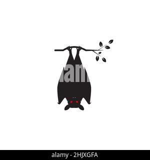 mazza nera appesa su un disegno del marchio del ramo, icona del simbolo grafico vettoriale illustrazione idea creativa Illustrazione Vettoriale