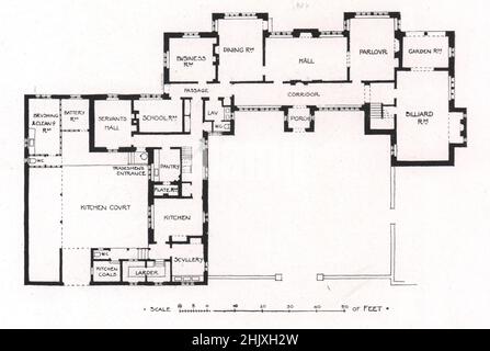 Tuesley Court, vicino a Godalming, Surrey : piano terra. E. Guy Dawber, architetto (1908) Foto Stock