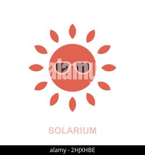 Icona solarium piatto. Segno colorato dell'elemento dalla collezione di terapia termale. Cartello con icone del solarium piatto per web design, infografica e altro ancora. Illustrazione Vettoriale
