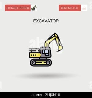 Icona vettore semplice escavatore. Illustrazione Vettoriale