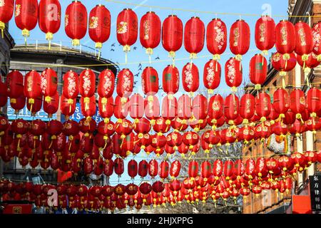 Londra UK 01 Febbraio 2021 i festeggiamenti cinesi del nuovo anno si avviano a Soho, Londra Paul Quezada-Neiman/Alamy Live News Foto Stock