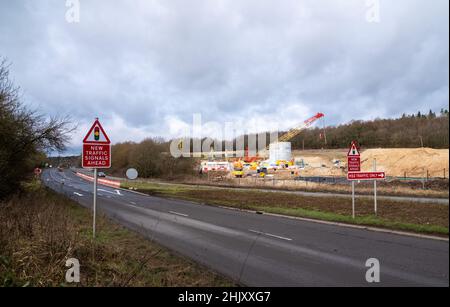 HS2 impianti a Little Missenden, Buckinghamshire, adiacente al A413. HS2/Align sta costruendo un'asta di sfiato per accedere al tunnel sotto i Chilterns Foto Stock