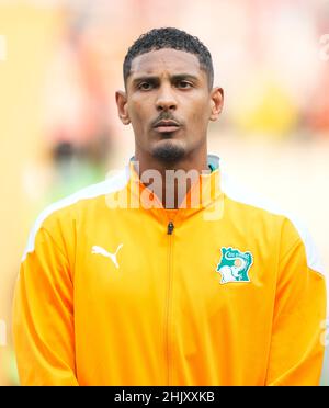 Douala, Camerun, 26 gennaio 2022: Sébastien Haller della Costa d'Avorio durante l'Egitto contro Costa d'Avorio- Coppa delle nazioni dell'Africa allo stadio Japoma. Prezzo Kim/CSM. Foto Stock