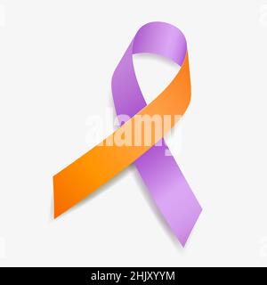 Conoscenza del nastro di lavanda e arancio Eczema, psoriasi, artrite psoriasica. Isolato su sfondo bianco. Illustrazione vettoriale Illustrazione Vettoriale
