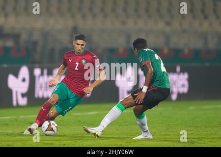 Yaoundé, Camerun, 25 gennaio 2022: Achraf Hakimi del Marocco durante il Marocco contro Malawi- Africa Cup of Nations allo Stadio Ahmadou Ahidjo. Prezzo Kim/CSM. Foto Stock