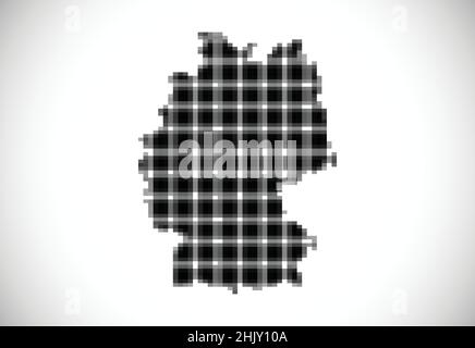 Mappa pixel della Germania. La mappa punteggiata è su sfondo bianco. Illustrazione vettoriale Illustrazione Vettoriale