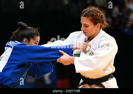 Donne -63 kg, Barbara TIMO (bianco) della medaglia d'oro portoghese compete durante l'evento Paris Grand Slam 2021, Judo il 16 ottobre 2021 ad AccorHotels Foto Stock