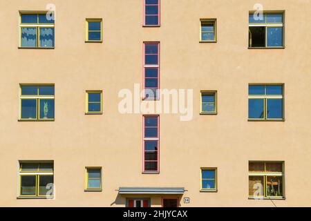 UNESCO Welterbe Siedlung 'Wohnstadt Carl Legien', Küselstraße, Prenzlauer Berg, Pankow, Berlino, Deutschland Foto Stock