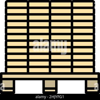 Icona di Construction Pallet. Contorno grassetto modificabile con disegno riempimento colore. Illustrazione vettoriale. Illustrazione Vettoriale