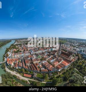 Vista aerea di Braunau su Inn Foto Stock