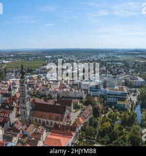 Vista aerea di Braunau su Inn Foto Stock