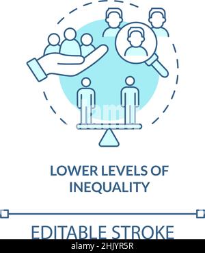 Livelli più bassi sull'icona del concetto di diseguaglianza turchese Illustrazione Vettoriale