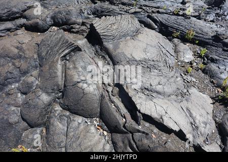 Una 'sea' di lava si estende da Kilauea fino al mare su Big Island. Foto Stock