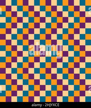 Quadrati a zigzag multicolore senza cuciture. Composizione quadrata geometrica. Perfetto per l'uso del web design, tessuti, biglietti da visita e sfondi. Illustrazione Vettoriale