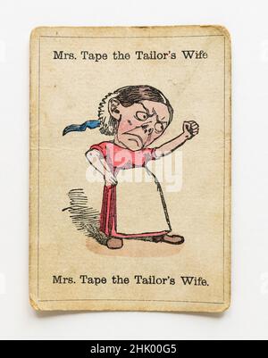 Vintage Happy famiglie giocando a carte con Mrs Tape la moglie del sarto Foto Stock