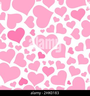 Pattern cardiaco. Cuori vettoriali texture senza giunture. Rosa e bianco senza cuciture a cuore modello. Illustrazione Vettoriale