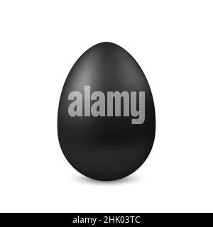 Vettore realistico uovo nero isolato. Buon uovo di pasqua su sfondo bianco. Decorazione per le vacanze di pasqua. 3D illustrazione Illustrazione Vettoriale