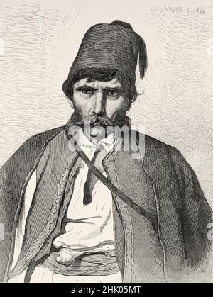 Colono, confine militare bosniaco, Bosnia, Europa. Vecchio 19th secolo inciso illustrazione da Voyage al sud slavi di Georges Perrot, le Tour du Monde 1870 Foto Stock