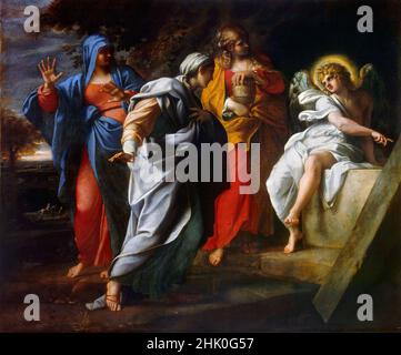 Le Sacre Donne alla Tomba di Cristo del pittore barocco italiano Annibale Carracci (1560-1609), olio su tela, c.. 1600 Foto Stock