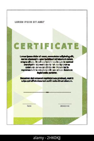 Certificato verde moderno con guilloche, diploma bianco su bianco Illustrazione Vettoriale