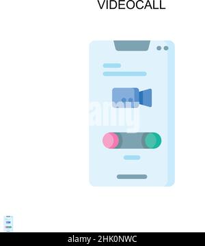 Icona vettore semplice videocall. Modello di disegno del simbolo di illustrazione per l'elemento dell'interfaccia utente mobile Web. Illustrazione Vettoriale