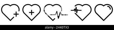 Simboli del cuore con l'icona più Illustrazione Vettoriale