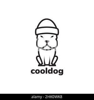 carino cane con berretto beanie logo design, vettore grafico simbolo icona illustrazione idea creativa Illustrazione Vettoriale