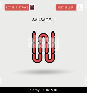 Sausage-1 semplice icona vettoriale. Illustrazione Vettoriale