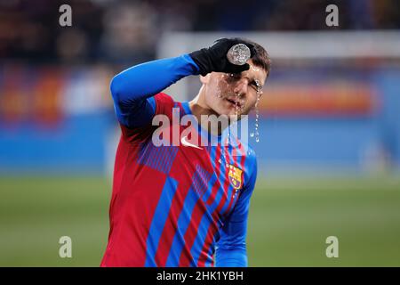 BARCELLONA - GENNAIO 29: Ferran Jutgla in azione durante la partita Primera RFEF tra il FC Barcelona B e il Real Madrid Castilla allo stadio Johan Cruyff Foto Stock