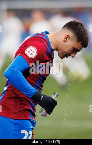 BARCELLONA - GENNAIO 29: Ferran Jutgla in azione durante la partita Primera RFEF tra il FC Barcelona B e il Real Madrid Castilla allo stadio Johan Cruyff Foto Stock