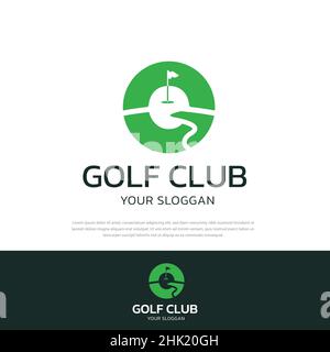 Disegno del campo da golf nella forma della lettera G. Premium Vector sport di golf Illustrazione Vettoriale