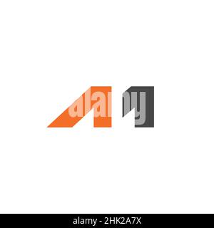 Logo con lettere inizialiM si combina con il numero 1 elegante e moderno Illustrazione Vettoriale