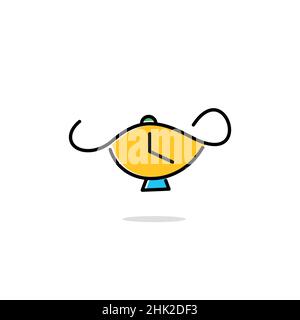 Illustrazione del logo tempo che chiede lampada Aladdin Illustrazione Vettoriale