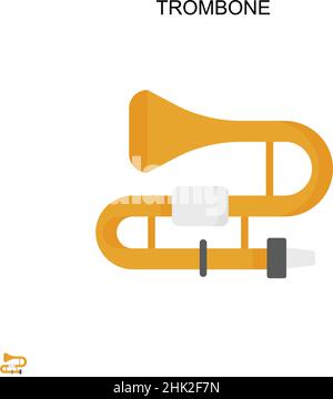 Icona vettore semplice Trombone. Modello di disegno del simbolo di illustrazione per l'elemento dell'interfaccia utente mobile Web. Illustrazione Vettoriale