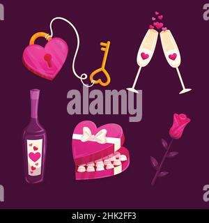 disegno a mano di valentine giorno elementi disegno vettore illustrazione Illustrazione Vettoriale