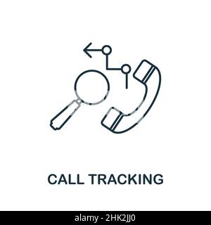 Icona di tracciamento delle chiamate. Elemento di linea dalla raccolta di gestione della produzione. Icona di tracciamento lineare delle chiamate per il web design, l'infografia e altro ancora. Illustrazione Vettoriale