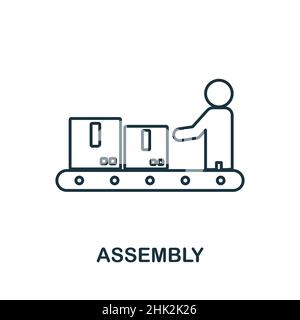 Icona dell'assieme. Elemento di linea dalla raccolta di gestione della produzione. Simbolo dell'assieme lineare per il web design, l'infografia e altro ancora. Illustrazione Vettoriale