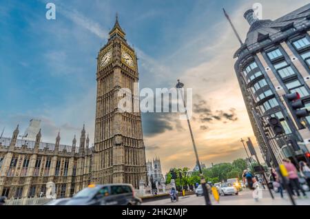 Big ben Palace di Westminster, sede del Parlamento britannico, Parlamento Foto Stock