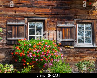 Lo storico insediamento alpino Gerstruben nell'Allgau vicino a Oberstdorf. Germania, Baviera Foto Stock